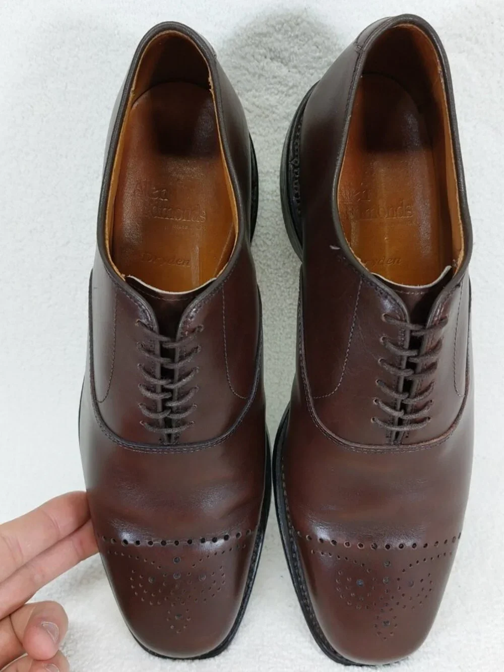 Allen Edmond Dryden Brogue Oxford Shoes Mens Size 8 D, Cap Toe, Brown Leather